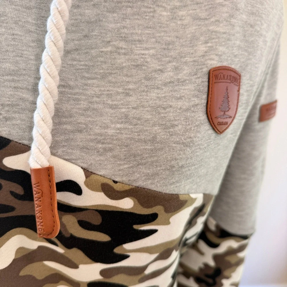 Wanakome Women's Camo/Gray Thick Hoodie Size S - Picture 2 of 8